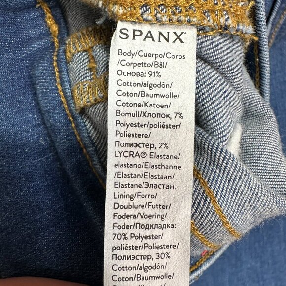 SPANX Denim Flare Leg Blue Jeans Woman High Waist Size M x 31" - Picture 12 of 12